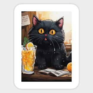 Funny Shocked Black Cat Sticker